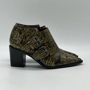 Tibi Billie Lizard Embossed Leather Ankle Shoes. Size 6.5